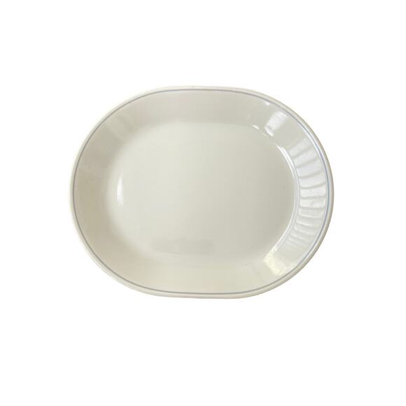 Vintage Corelle Rose 12" oval serving platter, Gray Band 1986-1994 Corning - Picture 3 of 5